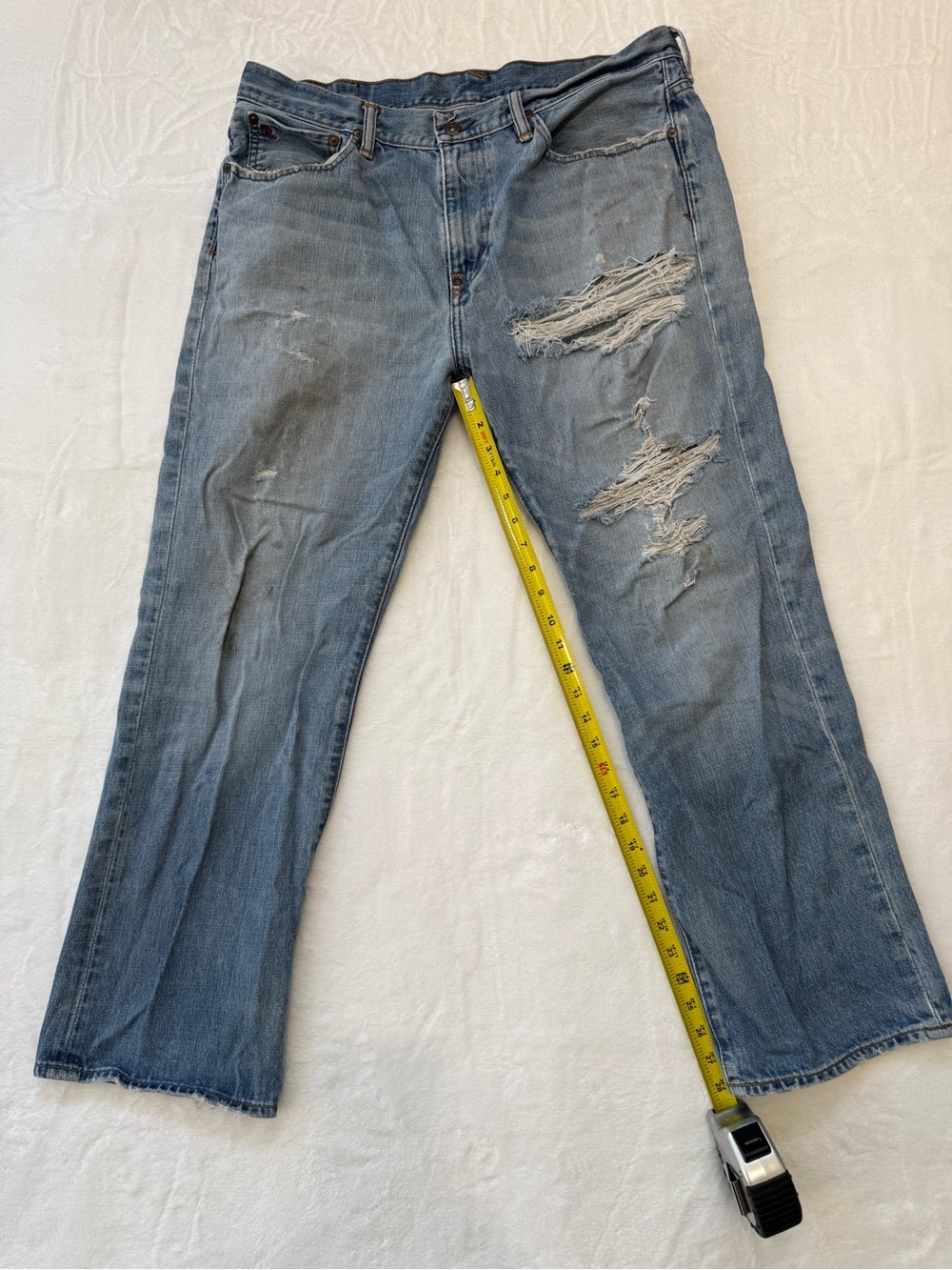Ralph Lauren Early 2000’s Jeans Men's 35x30 Cotton Light Blue Distressed Jeans